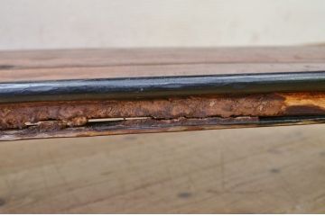中古　チーク無垢材とアイアンのテーブル2　(机)