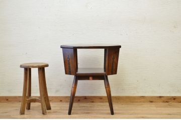 中古　飛騨産業キツツキマークサイドテーブル(カフェテーブル)