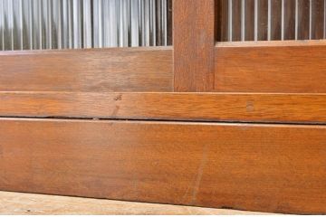 アンティーク家具　☆シンプルなモールガラス二段重ねアンティーク収納棚