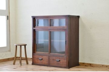 アンティーク家具　★使い込まれたアンティーク収納棚(食器棚)