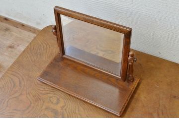 中古　メーカー不明　上質なオーク材の卓上鏡