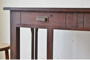 アンティーク家具　古いナラ材の大きなアンティークテーブル(平机)