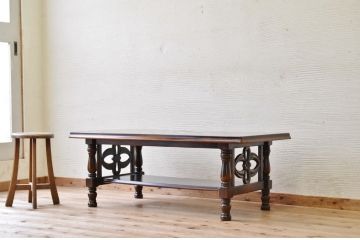 アンティーク家具　1970〜80年代飛騨産業キツツキマークセンターテーブル(大)