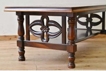 アンティーク家具　1970〜80年代飛騨産業キツツキマークセンターテーブル(大)