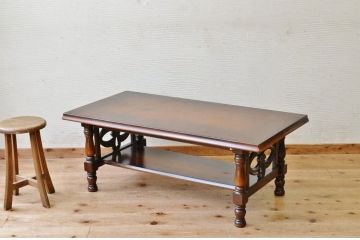 アンティーク家具　1970〜80年代飛騨産業キツツキマークセンターテーブル(大)