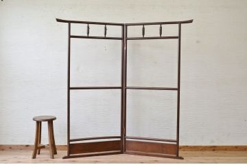 フック付き折り畳み式アンティーク衣桁