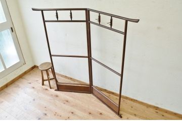 フック付き折り畳み式アンティーク衣桁
