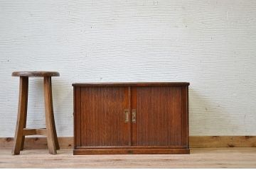 アンティーク家具　総楢材!上質なシャッター書類棚(小引き出し、蛇腹)