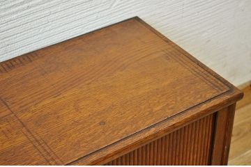 アンティーク家具　総楢材!上質なシャッター書類棚(小引き出し、蛇腹)