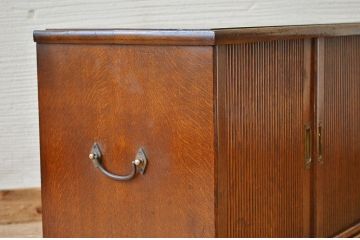 アンティーク家具　総楢材!上質なシャッター書類棚(小引き出し、蛇腹)