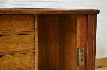 アンティーク家具　総楢材!上質なシャッター書類棚(小引き出し、蛇腹)