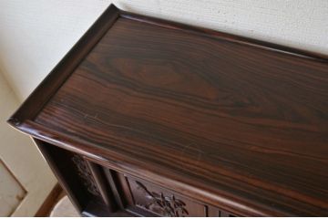 アンティーク家具　重厚!縞黒檀製の飾り棚(茶棚)