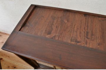 アンティーク家具　◇古いナラ材の上質な結霜ガラスアンティーク食器棚(収納棚)