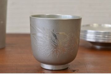 アンティーク家具　○大正昭和初期　錦製品3点セット　高山錫器　茶托