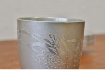 アンティーク家具　○大正昭和初期　錦製品3点セット　高山錫器　茶托