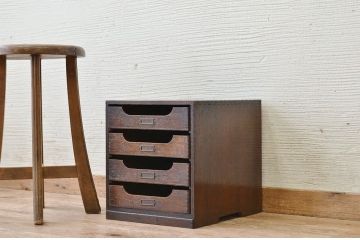アンティーク家具　古いナラ材のアンティーク小引き出し(書類ケース)