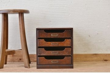 アンティーク家具　古いナラ材のアンティーク小引き出し(書類ケース)