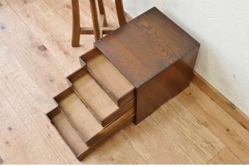 アンティーク家具　古いナラ材のアンティーク小引き出し(書類ケース)