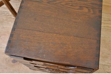 アンティーク家具　古いナラ材のアンティーク小引き出し(書類ケース)