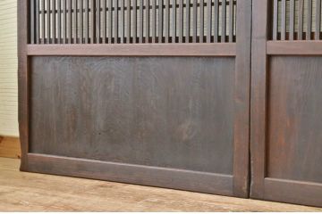 古民具　骨董　ガラス格子戸裏障子付き4枚セット
