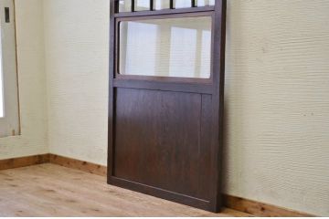 ★古民具　骨董　ガラス格子戸1枚(帯戸、障子戸、ガラス帯戸)