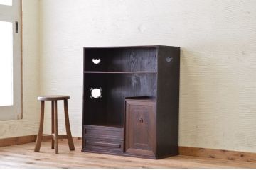 アンティーク家具　古民具　骨董　三方桑材の上質な飾り棚(箪笥)