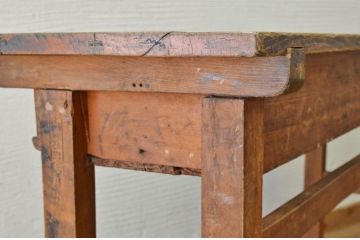アンティーク家具　ジャンク品!古い木味のアンティーク作業台(テーブル、机)3
