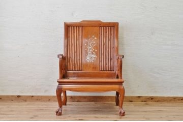 中古　唐木造りの高級螺鈿象嵌イス(椅子)1