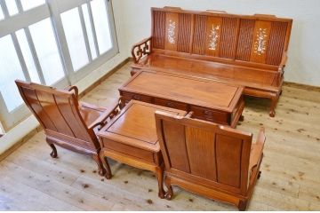 中古　唐木造りの高級螺鈿象嵌イス(椅子)1