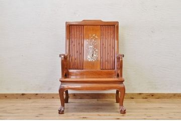 中古　唐木造りの高級螺鈿象嵌イス(椅子)2