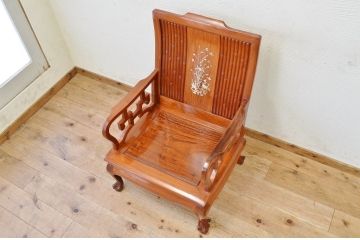 中古　唐木造りの高級螺鈿象嵌イス(椅子)2