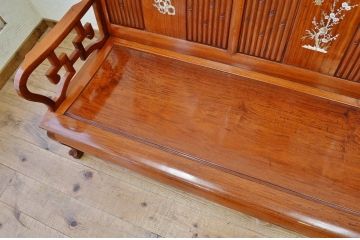 中古　唐木造りの高級螺鈿象嵌ベンチ(長椅子)