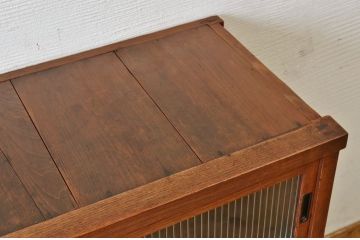 アンティーク家具　前面欅!モールガラスアンティーク収納棚(食器棚)