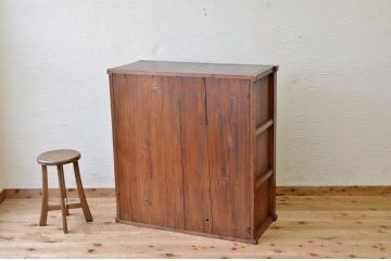 アンティーク家具　前面欅!モールガラスアンティーク収納棚(食器棚)