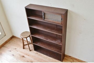 アンティーク家具　希少!珍しいデザインのモールガラス本棚(飾り棚)