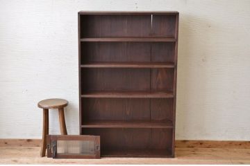 アンティーク家具　希少!珍しいデザインのモールガラス本棚(飾り棚)