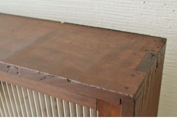アンティーク家具　希少!珍しいデザインのモールガラス本棚(飾り棚)