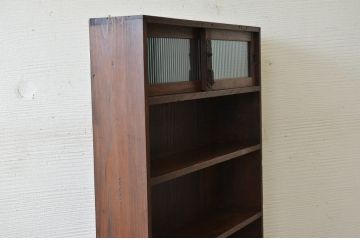 アンティーク家具　希少!珍しいデザインのモールガラス本棚(飾り棚)