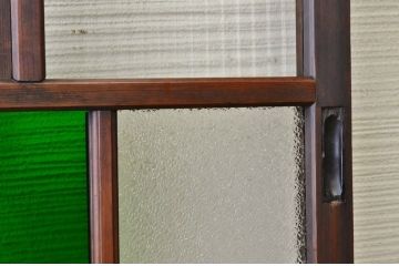 極上!色ガラス入り透かし彫り引き戸2枚セット(ガラス戸)
