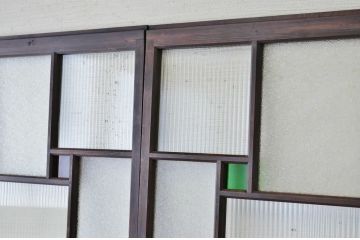 古民具　骨董　大正ロマン　色ガラス引き戸4枚セット(ガラス戸)