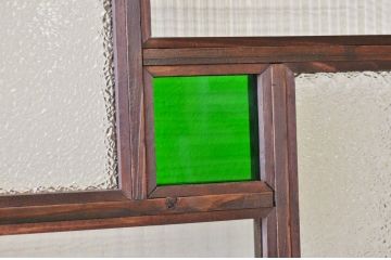 古民具　骨董　大正ロマン　色ガラス引き戸4枚セット(ガラス戸)