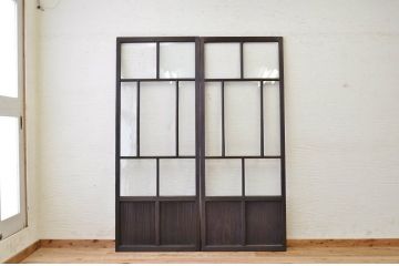 古民具　骨董　味のあるガラス戸2枚セット