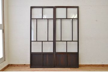古民具　骨董　味のあるガラス戸2枚セット