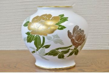 中古!大倉陶園花瓶2点セット(ブルーローズ)