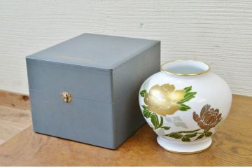 中古!大倉陶園花瓶2点セット(ブルーローズ)