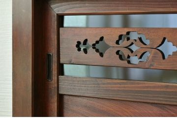 アンティーク家具　古民具　骨董　極上結霜ガラス二段重ね水屋箪笥(食器棚)