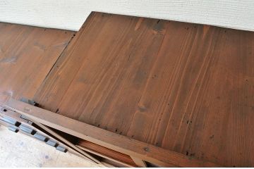 アンティーク家具　古民具　骨董　極上結霜ガラス二段重ね水屋箪笥(食器棚)