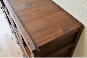 アンティーク家具　古民具　骨董　極上結霜ガラス二段重ね水屋箪笥(食器棚)