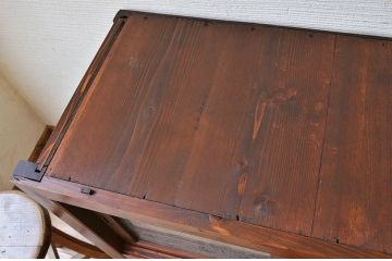 アンティーク家具　古民具　骨董　極上結霜ガラス二段重ね水屋箪笥(食器棚)