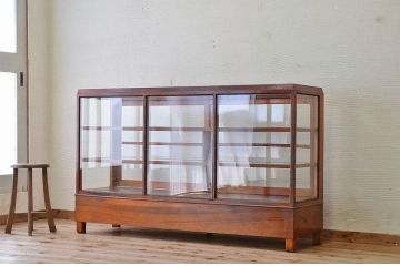 アンティーク家具　引き出し付きアンティークガラスケース(ショーケース)